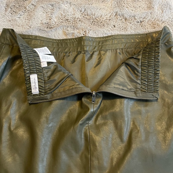Olive Green Mini Faux Leather Skirt - Picture 11 of 13
